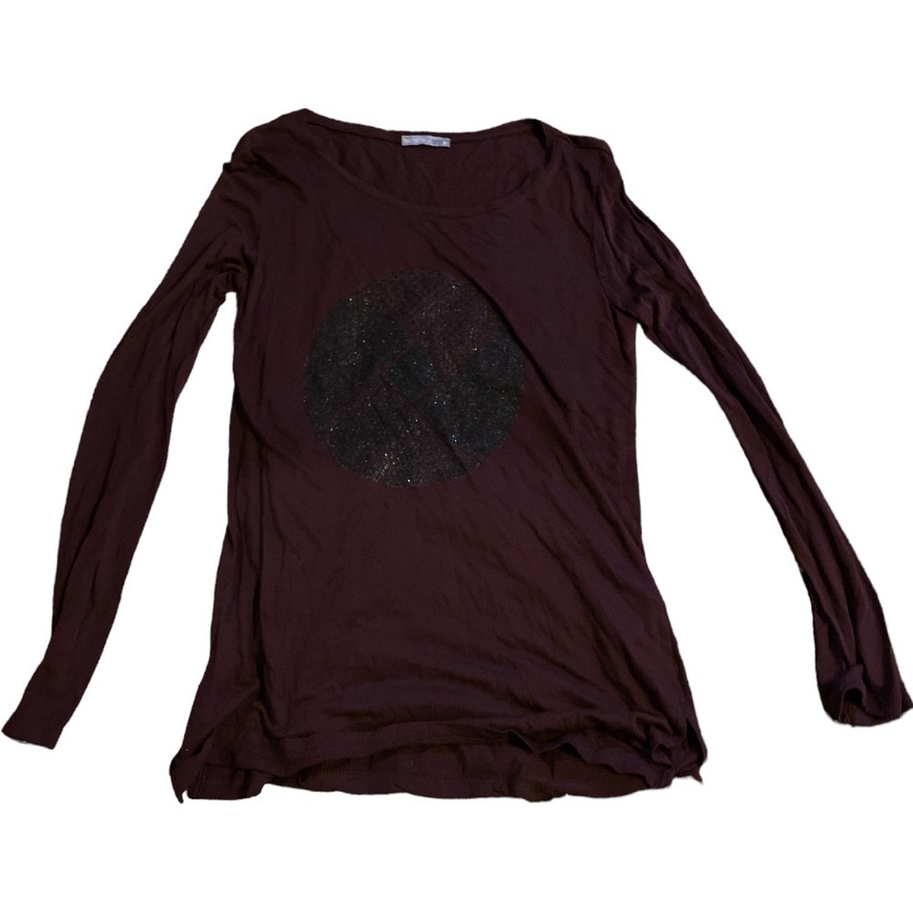 𝅺zara Longsleeve rhinestone maroon top Size S​